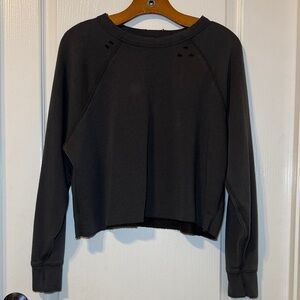 Aerie Gray Distressed Sweatshirt Size Small EUC